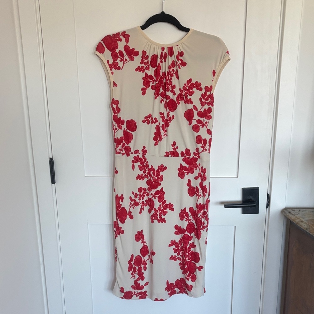 Tory Burch Red and Cream Floral Midi Dress
